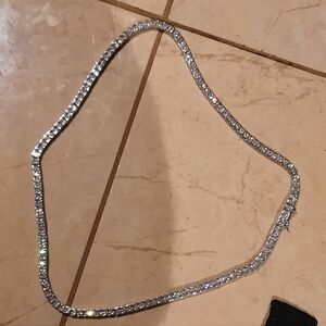 AUTHENTIC PRINCESS CUT CZ TENNIS NECKLACE GENUINE SOLID STERLING SILVER Wedding